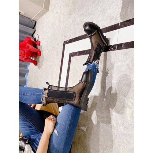 Spring And Summer New Fashion Trend Ladies Short Boots Wild Breathable Thick-Soled Large Size Motorcycle Boots