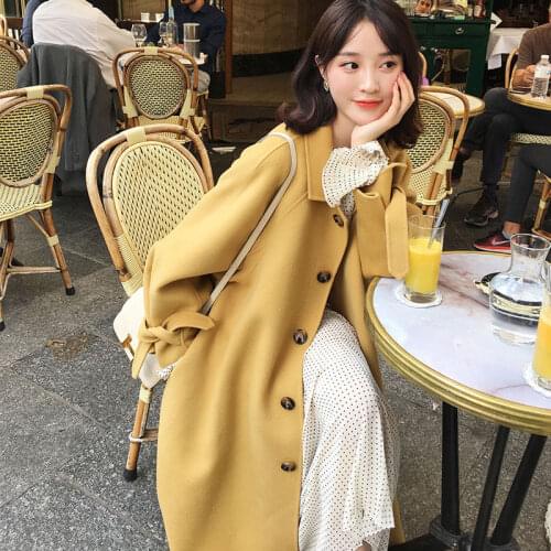 Bella Philosophy Autumn Solid Turn-collar Women Elegant Coats OL Sashes A-line Woolen Coats Female Lantern Sleeve Outwear