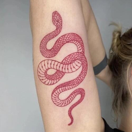 1 Sheet Big Size Red Snake Waterproof Temporary Tattoo Stickers for Women Men Body Art Waist Decals Fake Tatto Body Art