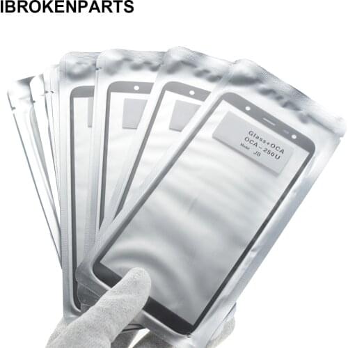 10PCS 2 in 1 Front Outer Screen Glass OCA Glue for Samsung Galaxy A6 J4 J6 Plus A7 A750 J8 Touch Panel Lens Cover Replacement