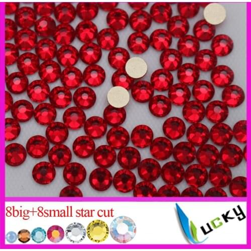 1440pcs ss20 Top quality Newest design 8 big 8 small star cut crystal Flat back non hotfix rhinestones Super shiny nail strass