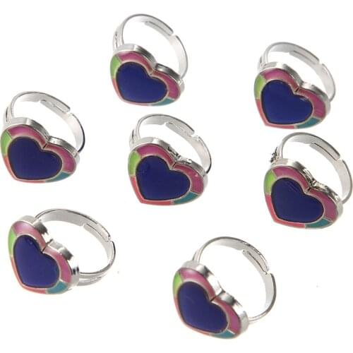 2Pcs Luminous Color Change Mood Ring Heart Butterfly Emotion Feeling Changeable Ring for Women Temperature Control Ring Jewelry