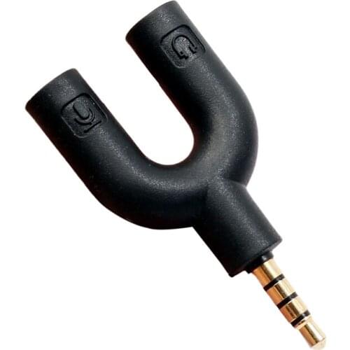 U Type Adapter Dual 3.5 MM Headphone Plug Audio Cables Splitter Microphone 2 in 1 Swivel Connector for Android iPhone