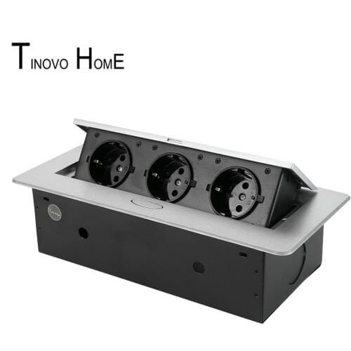 3 EU standard power plug/zinc alloy panel/hide dust proof pop up silver round edge tabletop socket/outlet for home office hotel