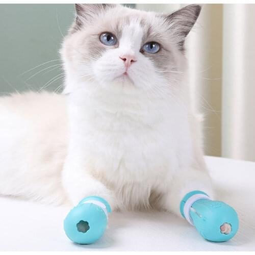 4pcs Anti-Scratch Shoes For Cats Silicone Cat Grooming Supplies Bath Washing Cat Claw Paw Cover Protector Pet Cat Boots Dropship
