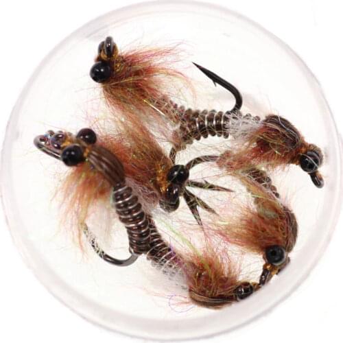6PCS #8 Weighted Fly Fishing Lure Bait Dragon Fly Nymph Insect Worm Fishing Tackle for Trout Perch Bass Carp Angling