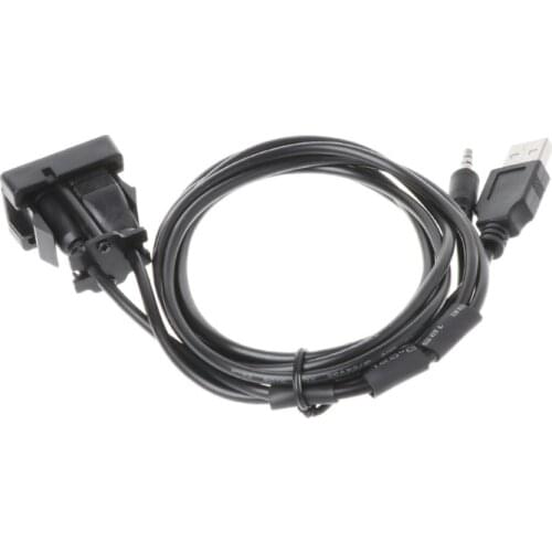 Car 3.5mm AUX USB Extension Cable Panel Headphone Male Jack Flush Mount Adapter 87HE