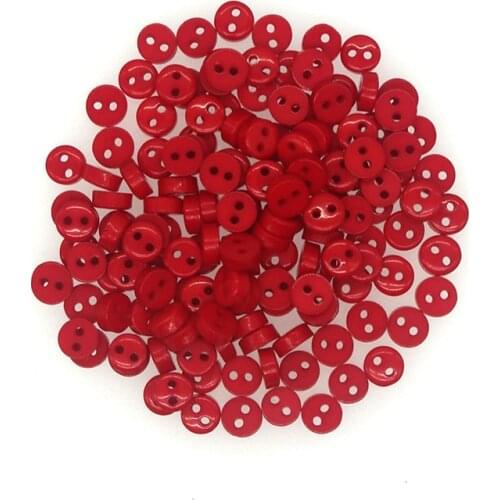 SHINE Brand 100PCs Red Resin Sewing Mini Button Scrapbooking Round 2 Holes Costura Botones bottoni botoes S1060 6mm