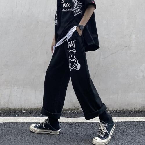 Jogger MenS Hip-Hop Wide-Leg Pants Fashion Harajuku Printed Trousers Ladies Streetwear Plus Size Loose Straight-Leg Pants