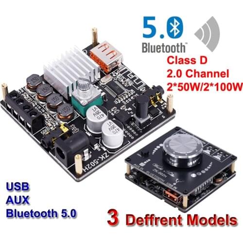 2*100W Bluetooth 5.0 TPA3116D2 Digital Power Amplifier Stereo HiFi Audio Class D Home Theater USB Sound Card Music AMP