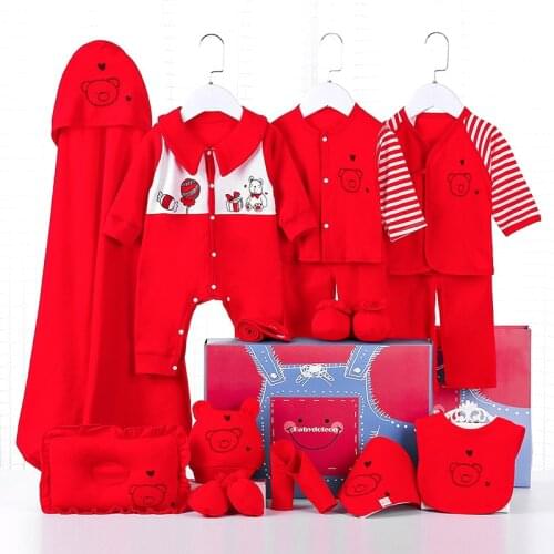 Baby Girl Clothes Sets Newborn Cotton Clothing Suits for 0-3Months Red Print striped