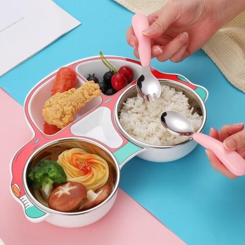 Toddler Infant Baby Dishes Cartoon Car Shape plate Tableware Tray Environmentally Separated Child Food Plates Kids Dinnerware