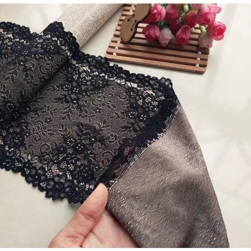 1 Meter Black and Skin Nylon Elastic Lace Trim For DIY Clothing Accessories Sewing Applique Stretch French Net Lace Fabric