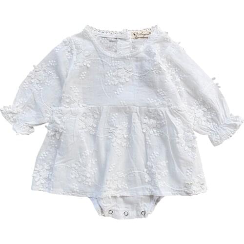 Elegant newborn baby girls dress cotton long sleeve lace costumes infant romper bodysuit bebe vestidos