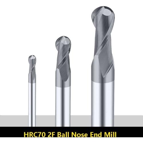 Ball Nose End Mills HRC70 High Hardness Ball Head 2 Flute Carbide Lengthened Circular CNC Milling Cutter R0.5-R10 4mm-20mm