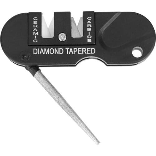 Pocket Keychain Outdoor Survival Hunting Knife Sharpening Tool Multifunction Foldable Two Stages Sharpener