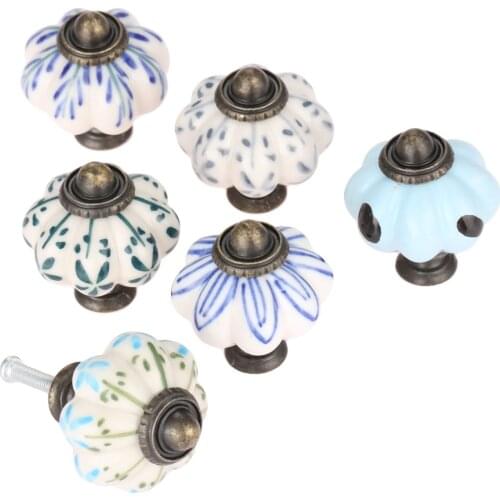 1pc 38*33mm Ceramic Pumpkin Knob Cabinet Knobs Drawer Cupboard Door Handles Children Room Pull Furniture Handle