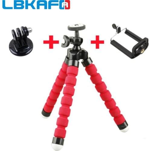 LBKAFA Mini Flexible Octopus Tripod With Screw 360 Degree Roating Head Phone Clip For GoPro Hero 6 5 4 3+ SJCAM Mijia YI Phone