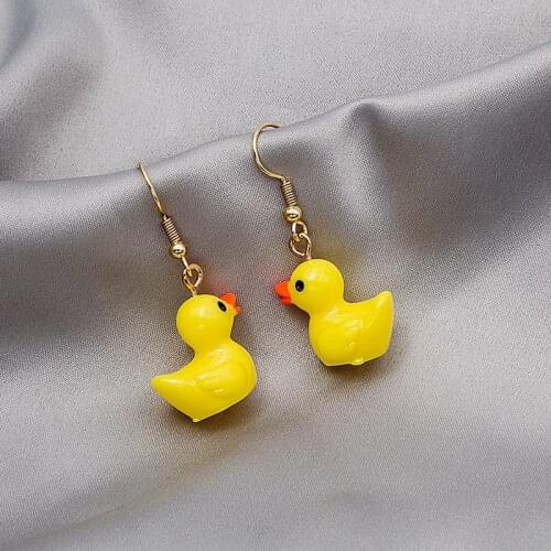 Mini Cute Yellow Duck Dangle Earrings For Women Cartoon Lovely Pendant Ducks Drop Earring Handmade Party Fashion Jewelry B071