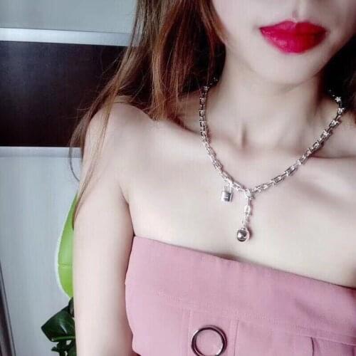 New York Fashion Womens Round Bead Lock Pendant S925 Sterling Silver Necklace Original Brand High Quality Jewelry Holiday Gift