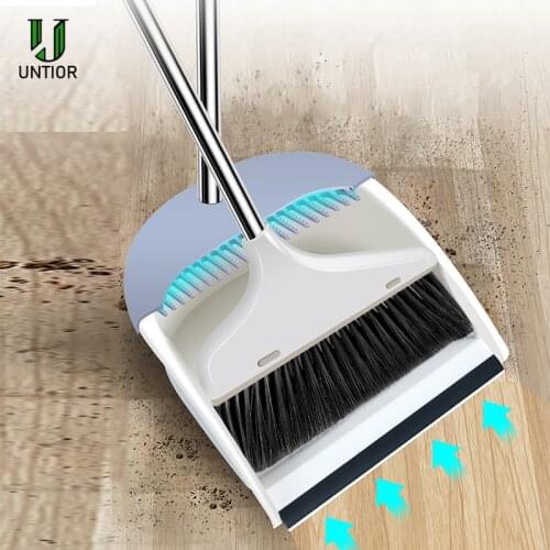 UNTIOR Broom Wiper Set Practical Foldable Soft Hair Broom Dustless Useful Multifunction Dustpan Creative Household Sweeping Tool