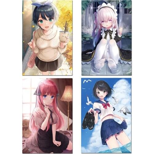 Anime Girl Poster Japanese Manga Student Wall Posters School Girls Uniform Fabric Pictures For Home Bedroom Decoration