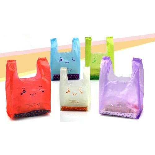 18*31cm Plastic Hand Helper Shopping Bag Supermarker Plastic Bags With Handle Vest Bag 100Pcs/Lots