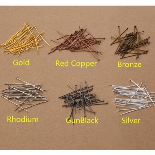 40x0.7mm 50x0.7mm(21 gauge) 200pcs/bag gold/silver/rhodium/gunblack/bronze jewelry findings flat head Pins