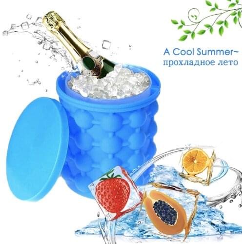 Portable Silicone Ice Bucket Ice Cube Maker Molds Wine Ice Cooler Beer Cabinet Kitchen Tools Drink Whiskey Freeze ледяное ведро