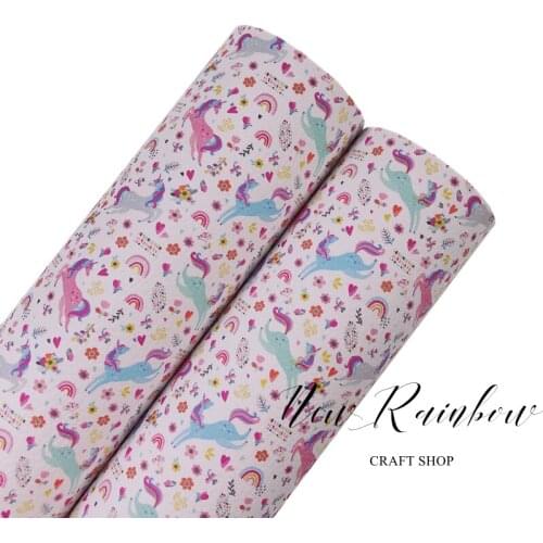 New Rainbow 30x22CM Sheet Childish With Unicorn Printed Faux Leatherette, Perfect For Kids Design DIY Crafts, Bows, Accessories
