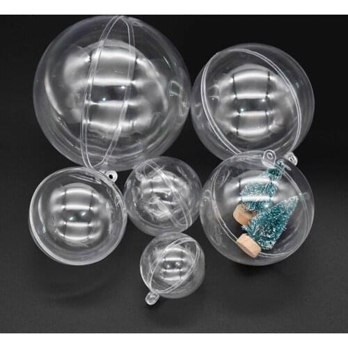 4-10cm Clear Plastic Ball Transparent Open Bauble Christmas Tree Ornaments Pendant DIY Decoration Wedding Party Candy Gift Box