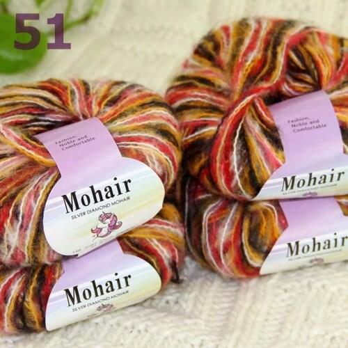 Sale New 4BallsX25g Luxury Soft Mohair Warm Wrap Shawl Hand Knit Crochet Yarn 291-51-4 Red Orange Black