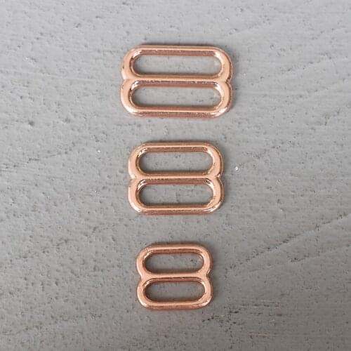 100 Pcs 15/20/25mm Rose Gold Metal Adjust Buckle Tri Glide Slide Buckle Middle Center Bar Adjuster for Leather Craft Strap