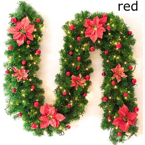 27CM Christmas Decoration Rattan Wreath Led Light Colored Tree and Rattan Ornaments 220 Encrypted Branches Party Home Decor Noel