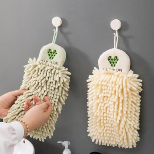 Hand Towels Chenille Hanging Absorbent Kitchen Embroidered Cleaning Tool