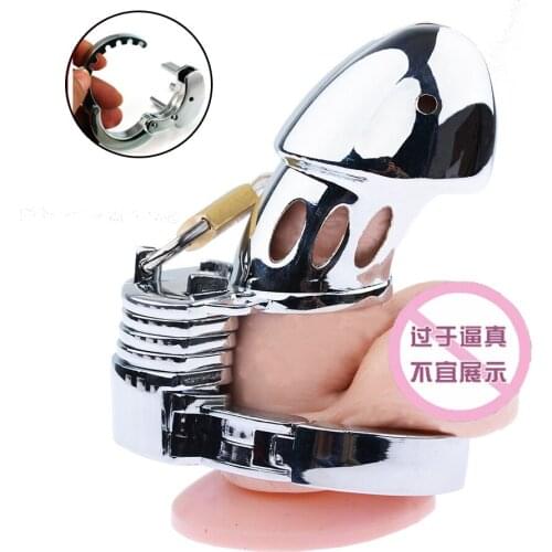 Sex Goods Stainless Steel Chastity Device Chastity Lock Adjustable Male Coop Penis Cock Ring Stealth Lock Bondage Sex Toys