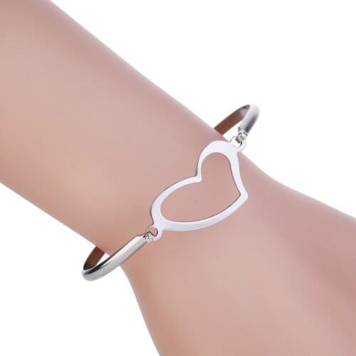 Silver Color Stainless Steel Bracelet Bangle Heart Love Pattern Women Friendship Best Gift Jewelry Wholesale