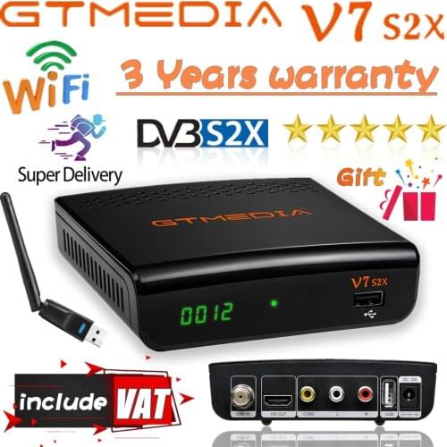 FHD 1080P Gtmedia V7S2X Satellite Receiver include usb wifi Digital Receptor gtmedia v7 s2x upgraded from gtmedia v7s hd no app