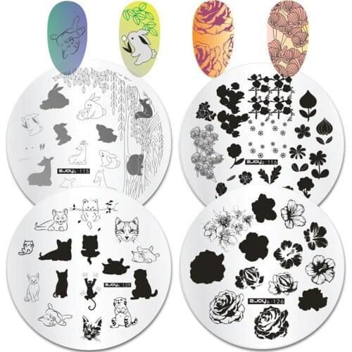 WAKEFULNESS Flowers Animals Nail Art Stamping Plate Cat Rabbit Image Template Stamp Tools Manicure Nail Stencils