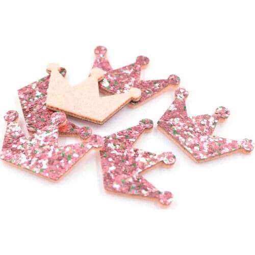 20Pcs 25*38mm Glitter Fabric Padded Crown Appliques Sequin Patches for Crafts Clothes Decoration DIY Hair Clips Accessories