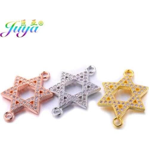 Gold/Rose Gold Star Of David 2 Loop Charms Accessories For Women Men Needlework Jewelry Bracelet Necklace Earrings Making