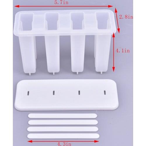 1 Set 4 Cells Popsicles Mold Plastic Frozen Ice Cream Mold Popsicle Maker Summer DYI Supplie