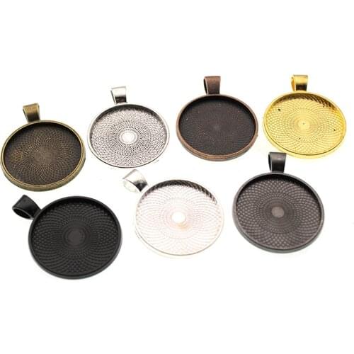 10pcs 25mm Glass Cabochon Settings Charms Pendant Jewelry Accessories Blank Cameo Base Trays Bezels Fit DIY Jewelry Making