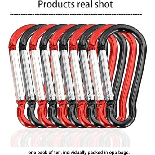 10Pcs Safety Buckle Keychain Climbing Button Carabiner D-Ring Clip Camping Hiking Hook Outdoor Sports Multi Colors Aluminium