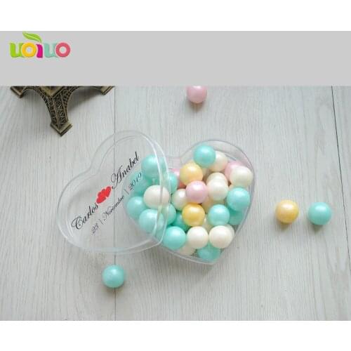 10pcs PS plastic candy box custom printed names transparent wedding favor box(add names for free)