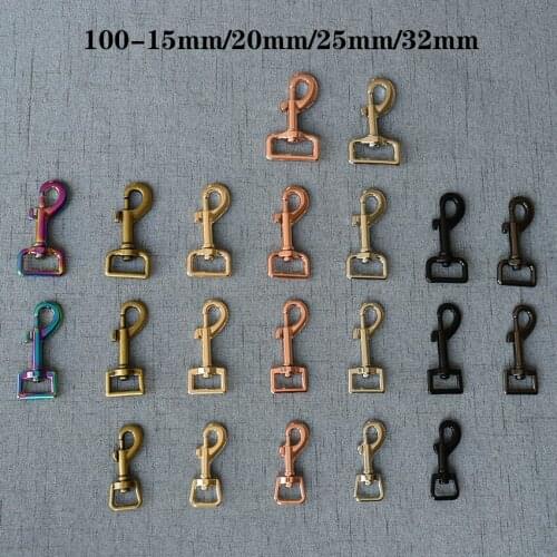 100 Pcs/Lot 15mm 20mm 25mm 32mm Snap Hook Trigger Lobster Clasps Clips Flat Bottom Spring Gate Leather Craft Leash Bag SH4507