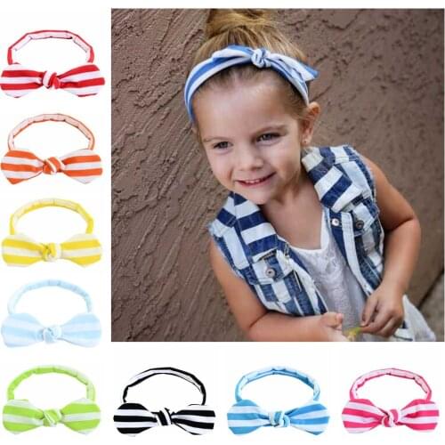 20pcs Headband Bebe Girl Children Knot Head bands Headwear Striped Bow Tie Elastic Hairband Rabbit Ear Hair Accessories