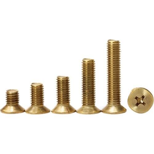 22pcs M4 brass Phillips countersunk screws cross flat head mechanical bolts brassiness screw chassis small bolt 6mm-40mm long