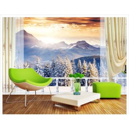 3D photo wallpaper 3d wall mural wallpaper Snow mountain scenery 3d landscape background wall paintings 3d wallpaper living room