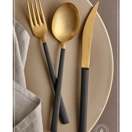 42 Pcs/set Black Blue White Purple Gold Cutlery Set 18/10 Stainless Steel Dinnerware Silverware Flatware Set Dinner Knife Fork